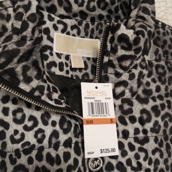NWT Michael Kors Leopard Print Puffer Vest - Picture 6 of 6